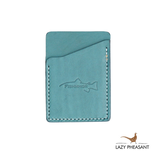 Leather Card Wallet - Blue Mackerel Design