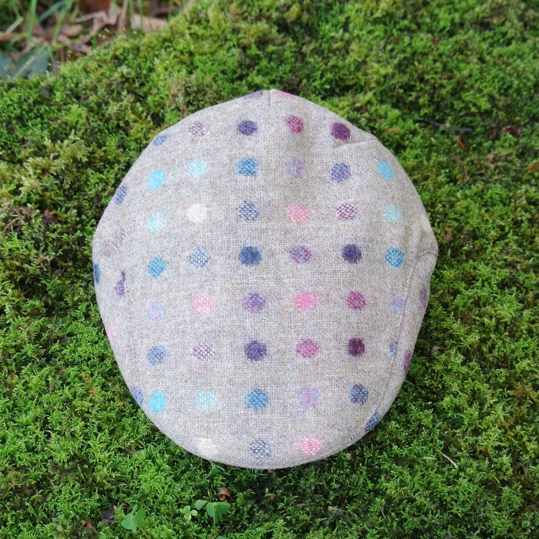Kids Tweed Flat Cap - Fawn Multi-Spot