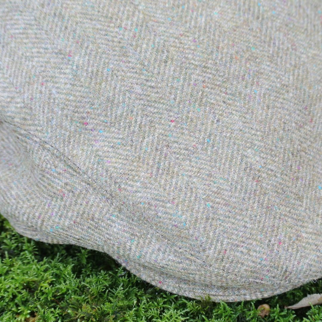 Kids Tweed Flat Cap - Green Herringbone