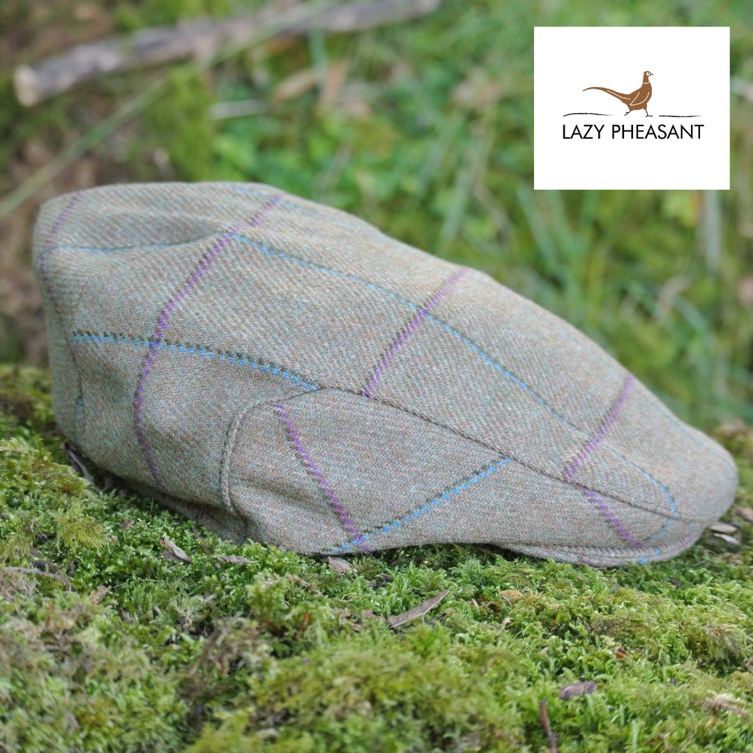 Kids Tweed Flat Cap - Green Check