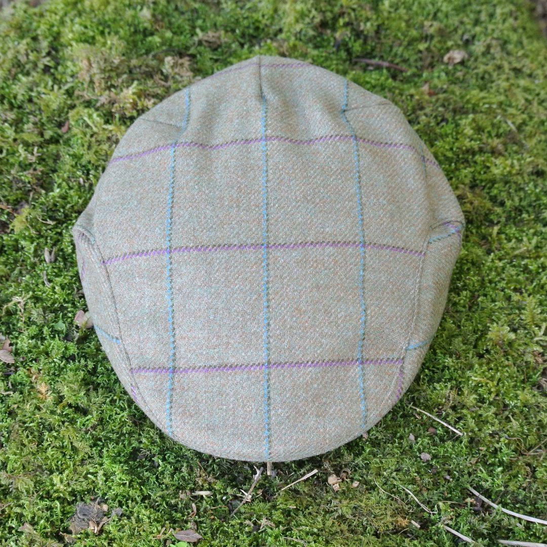 Kids Tweed Flat Cap - Green Check