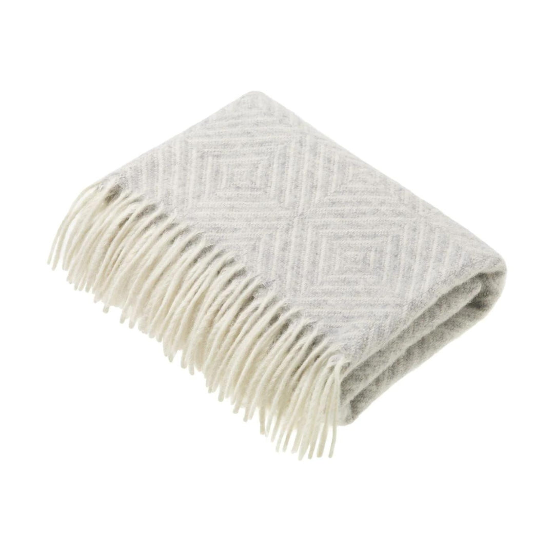 Baby Blanket Merino Wool - Diamond Pattern Grey