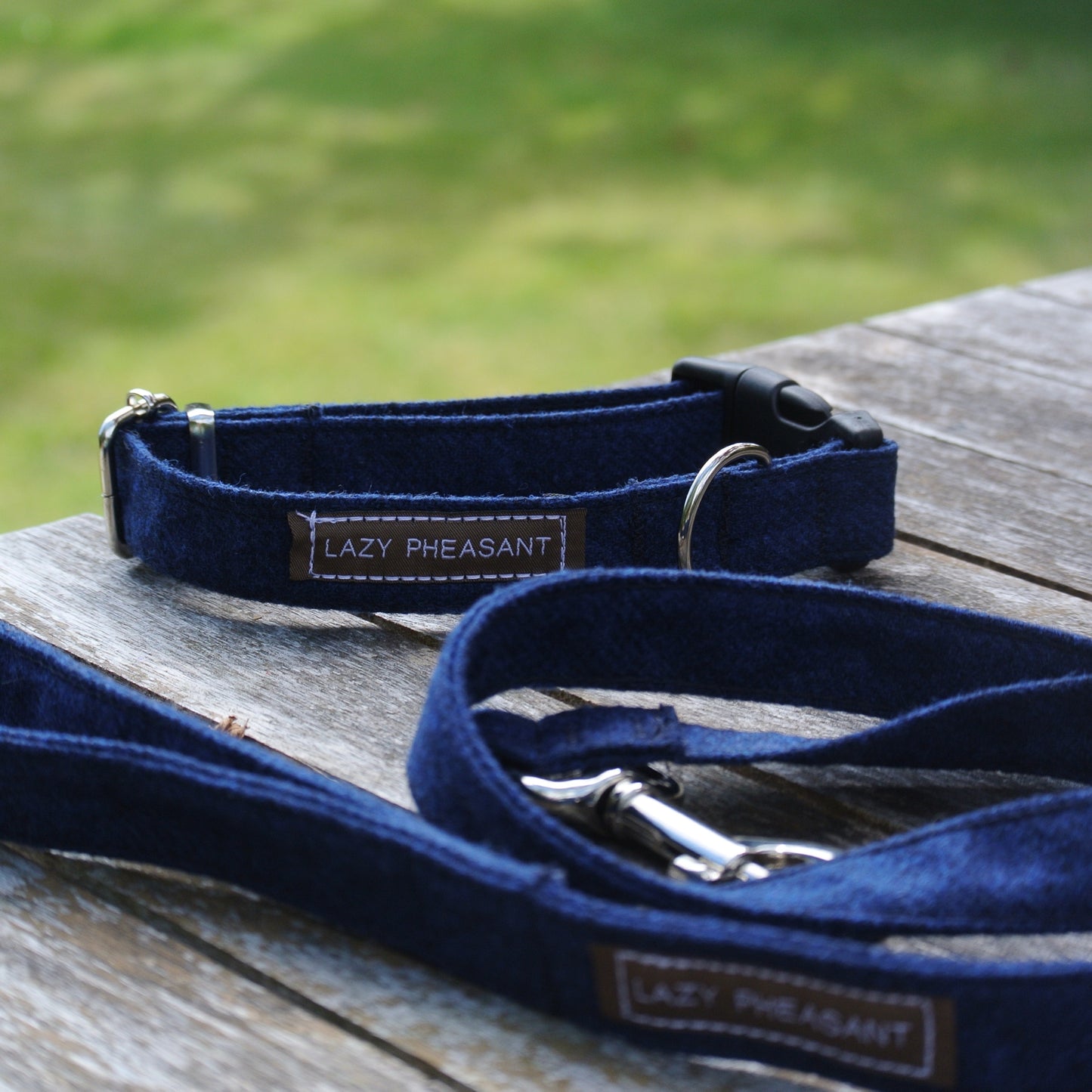 Tweed Dog Collar and Lead Gift Set - Midnight Blue
