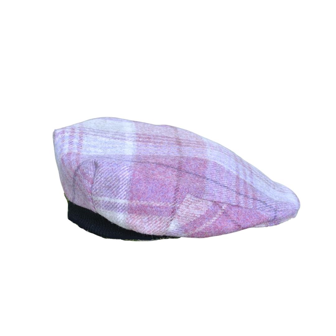 Kids Tweed Flat Cap Pink Rose Check