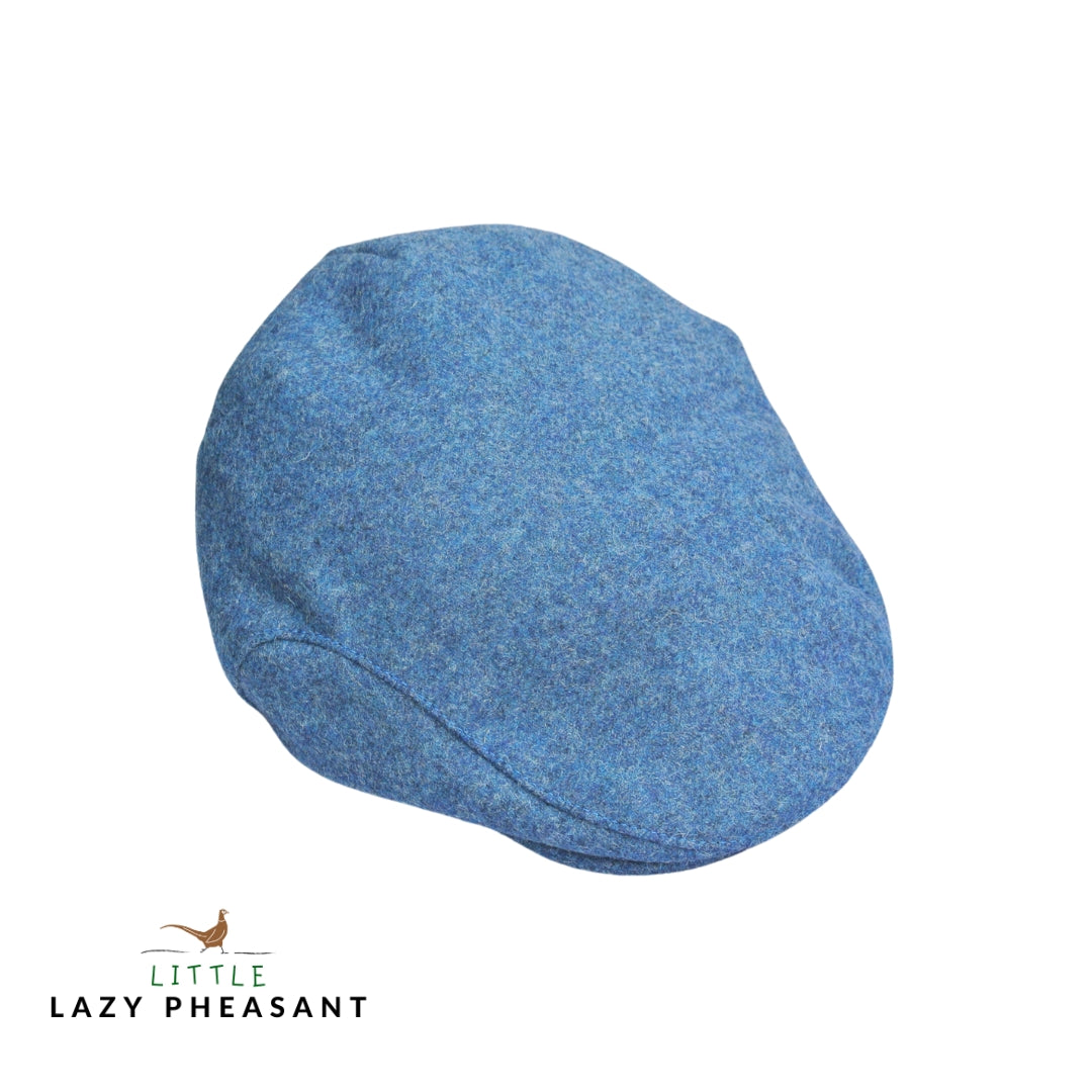 Kids Tweed Flat Cap - Pacific Blue
