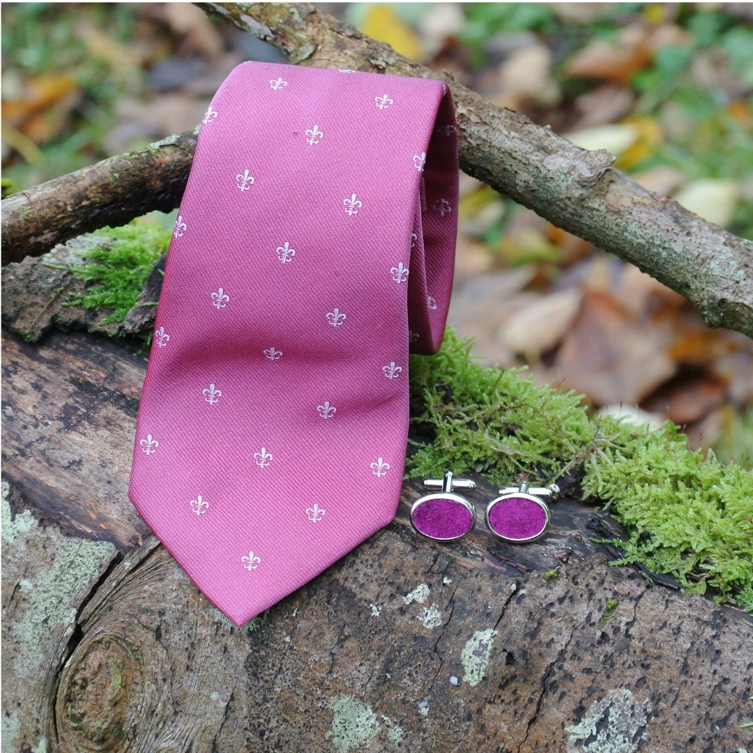 Wool Cufflinks - Dark Pink