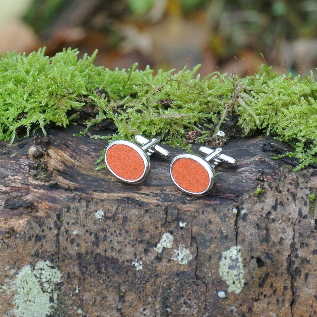 Wool Cufflinks - Orange