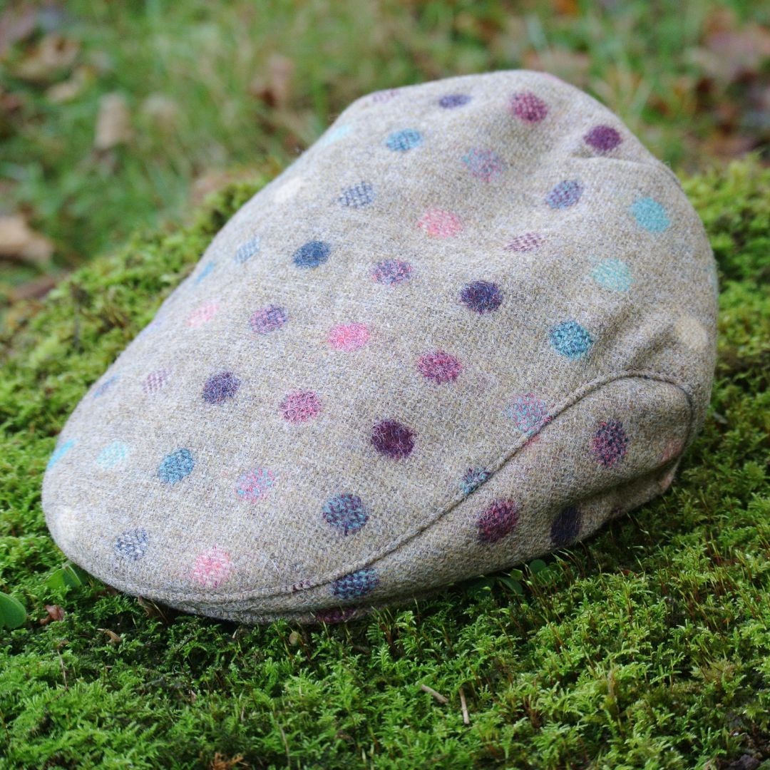 Tweed Flat Cap - Fawn Multi-Spot