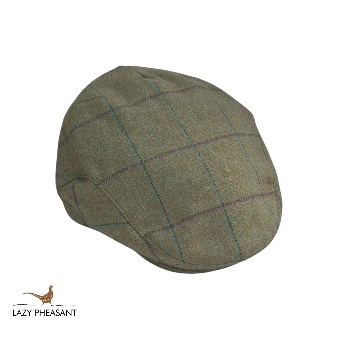 Tweed Flat Cap - Green Check