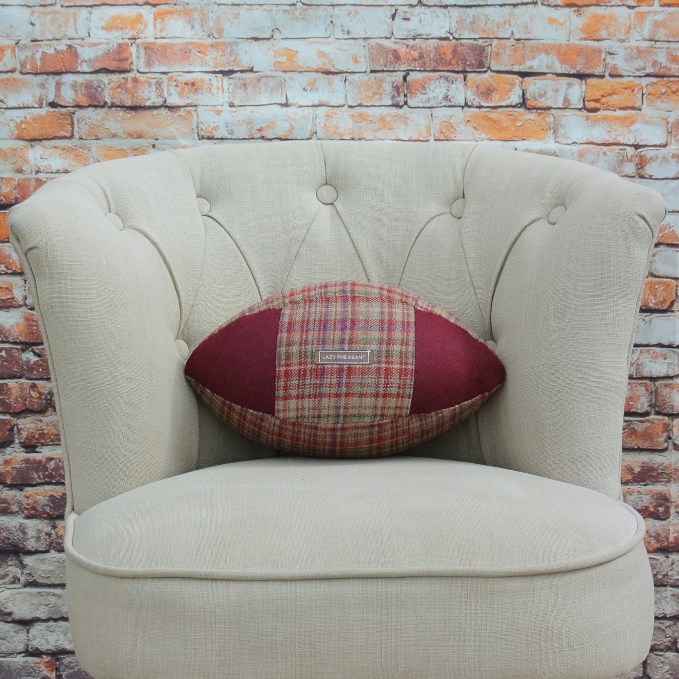 Rugby Ball Cushion - Braemar - Mulberry Home