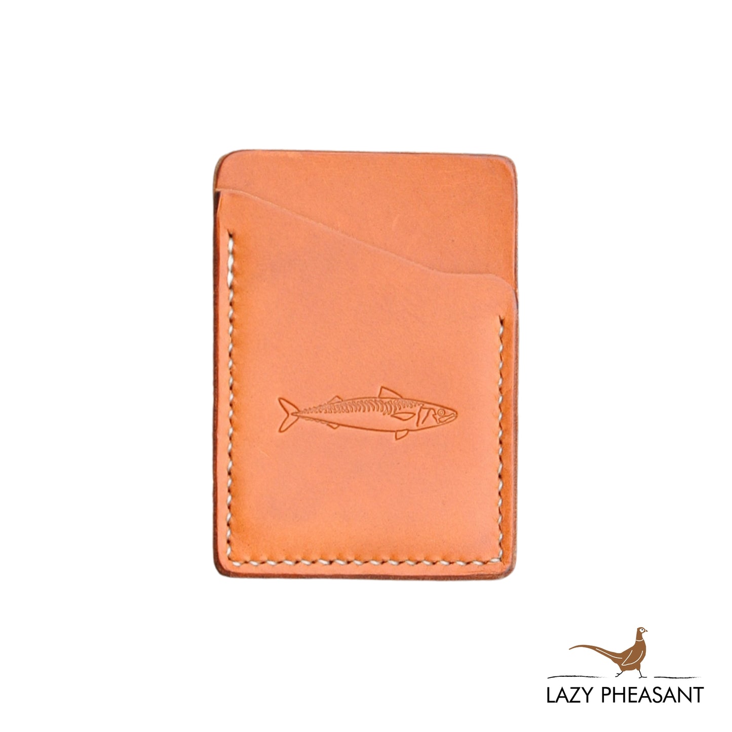 Leather Card Wallet - Tan Mackerel Design