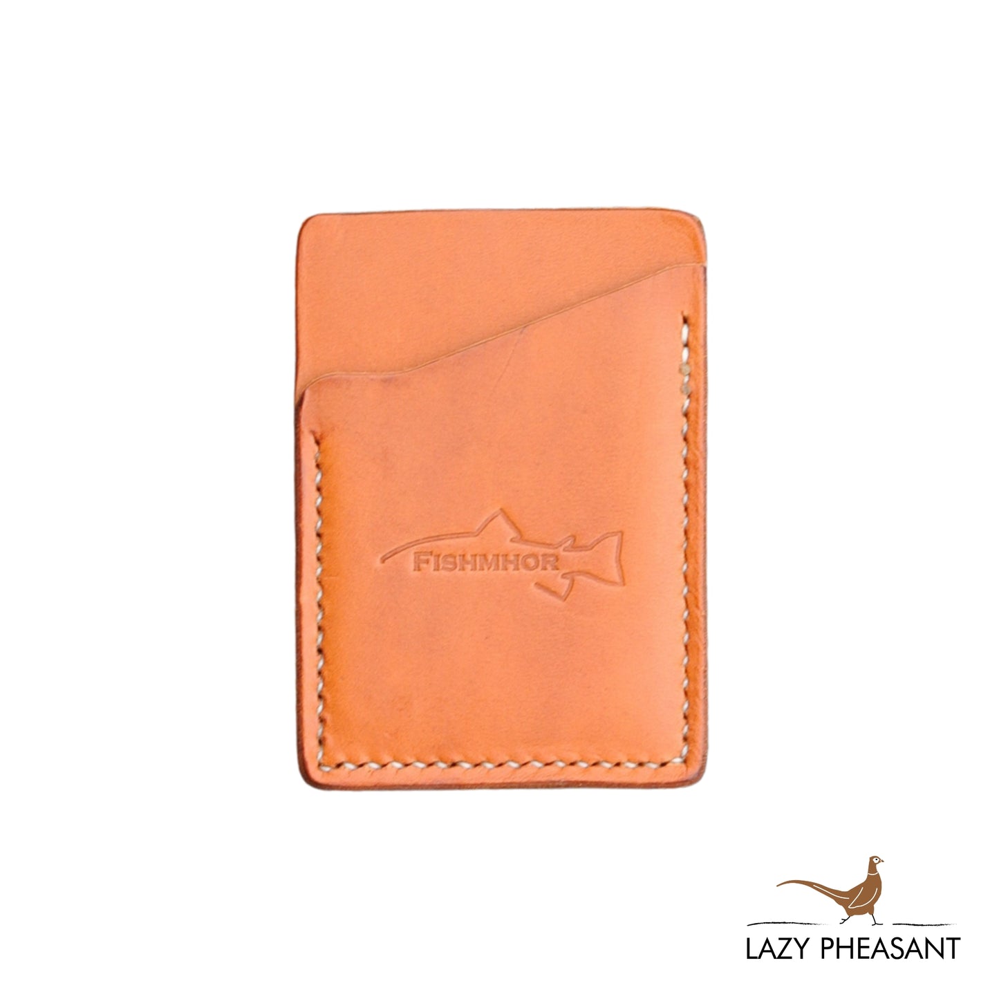 Leather Card Wallet - Tan Mackerel Design