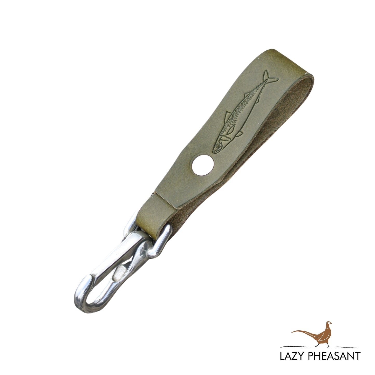 Leather Lanyard - Olive Mackerel Design