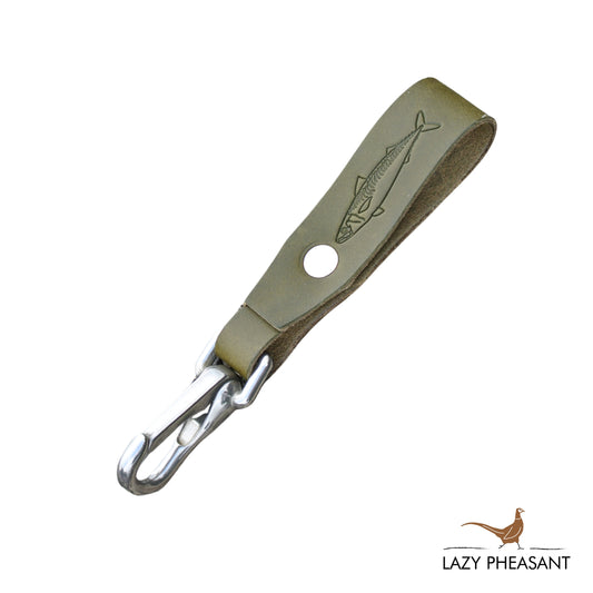 Leather Lanyard - Olive Mackerel Design