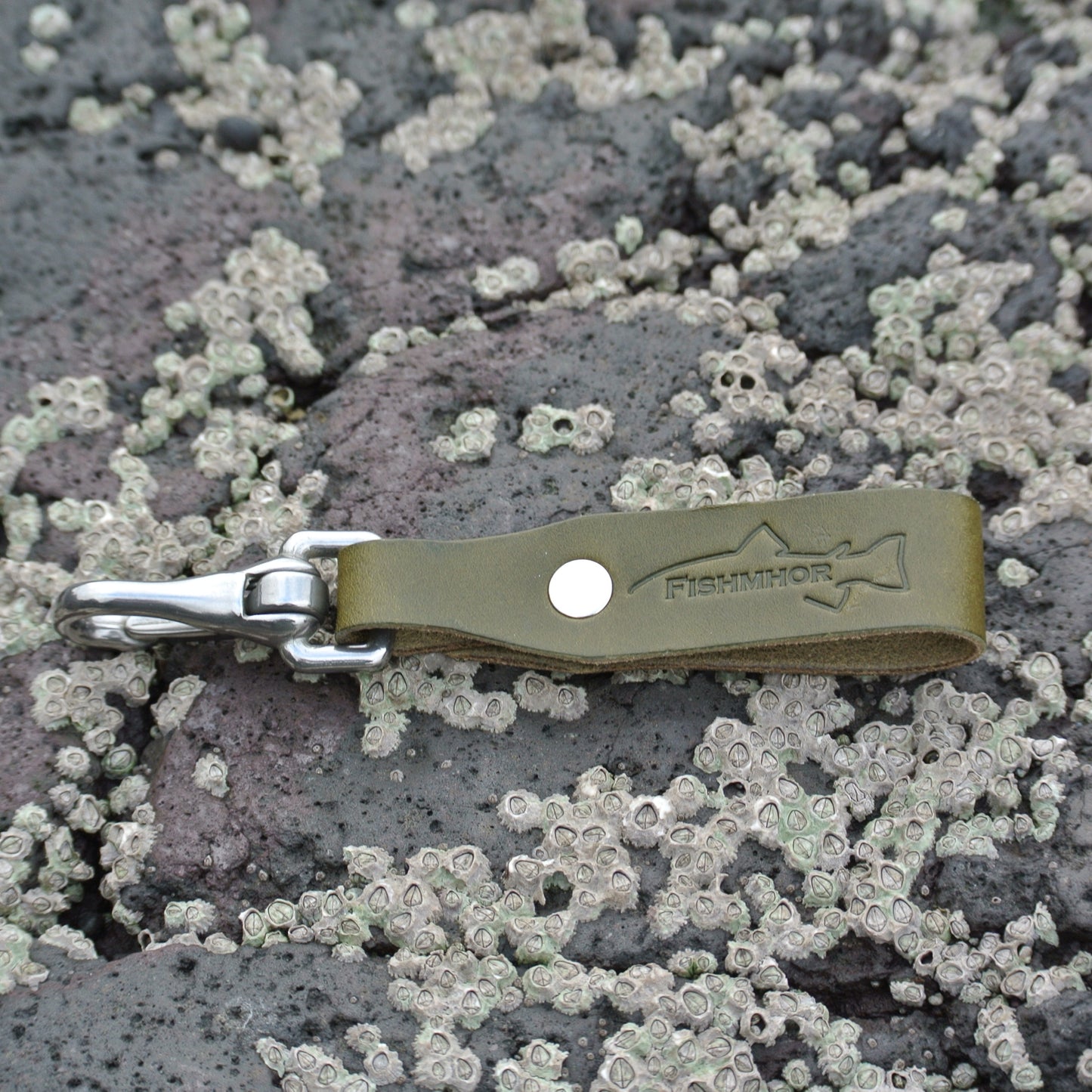 Leather Lanyard - Olive Mackerel Design