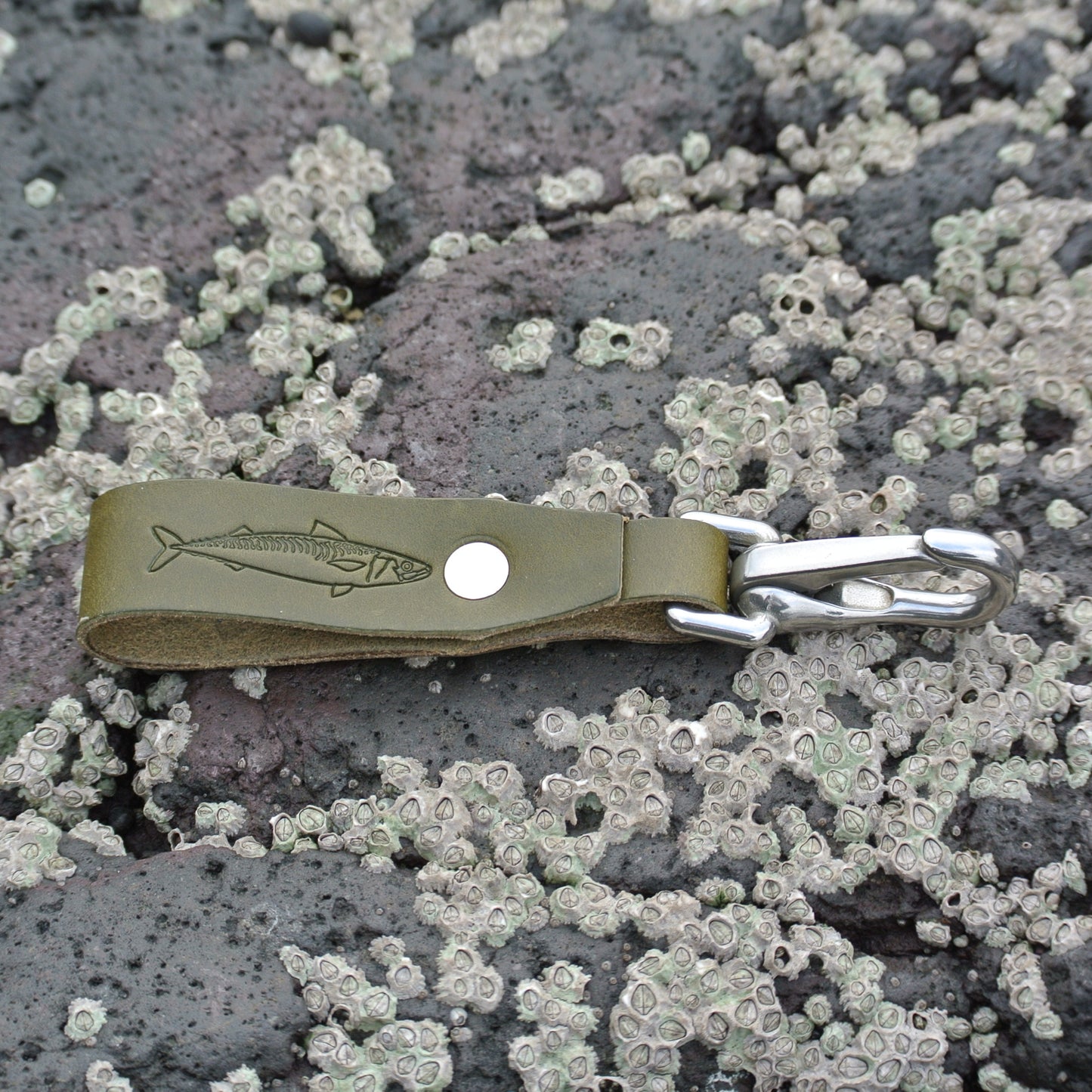 Leather Lanyard - Olive Mackerel Design