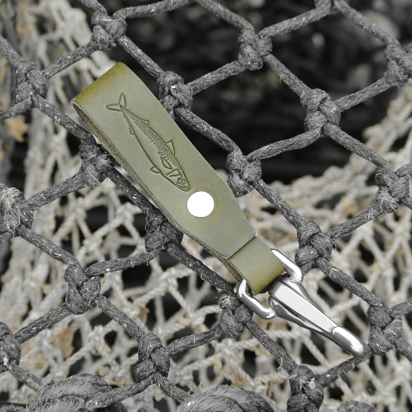 Leather Lanyard - Olive Mackerel Design