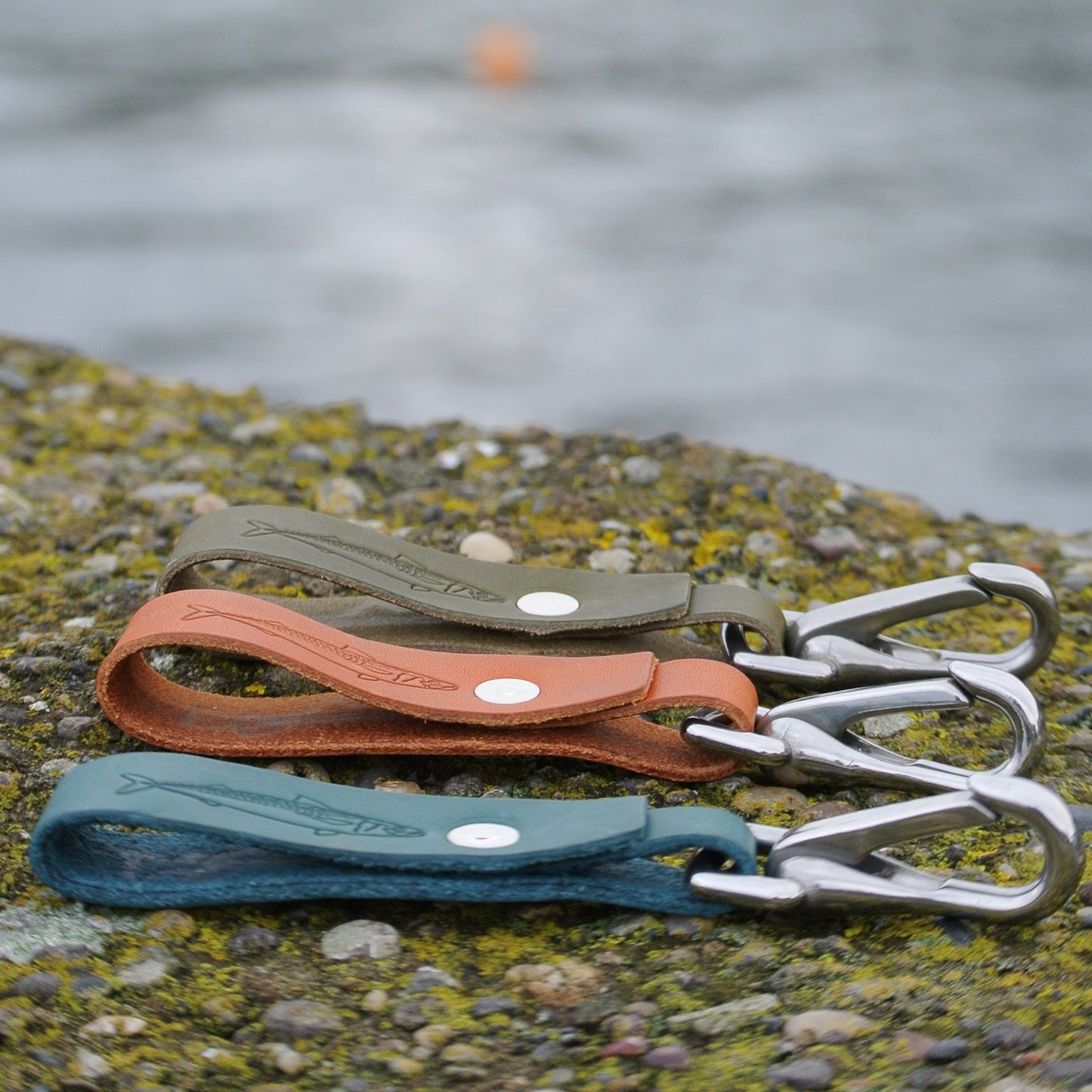 Leather Lanyard - Olive Mackerel Design