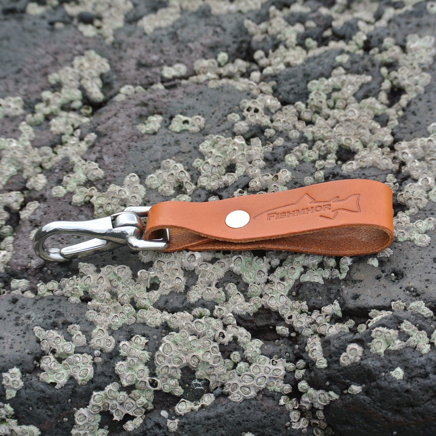 Leather Lanyard - Tan Mackerel Design