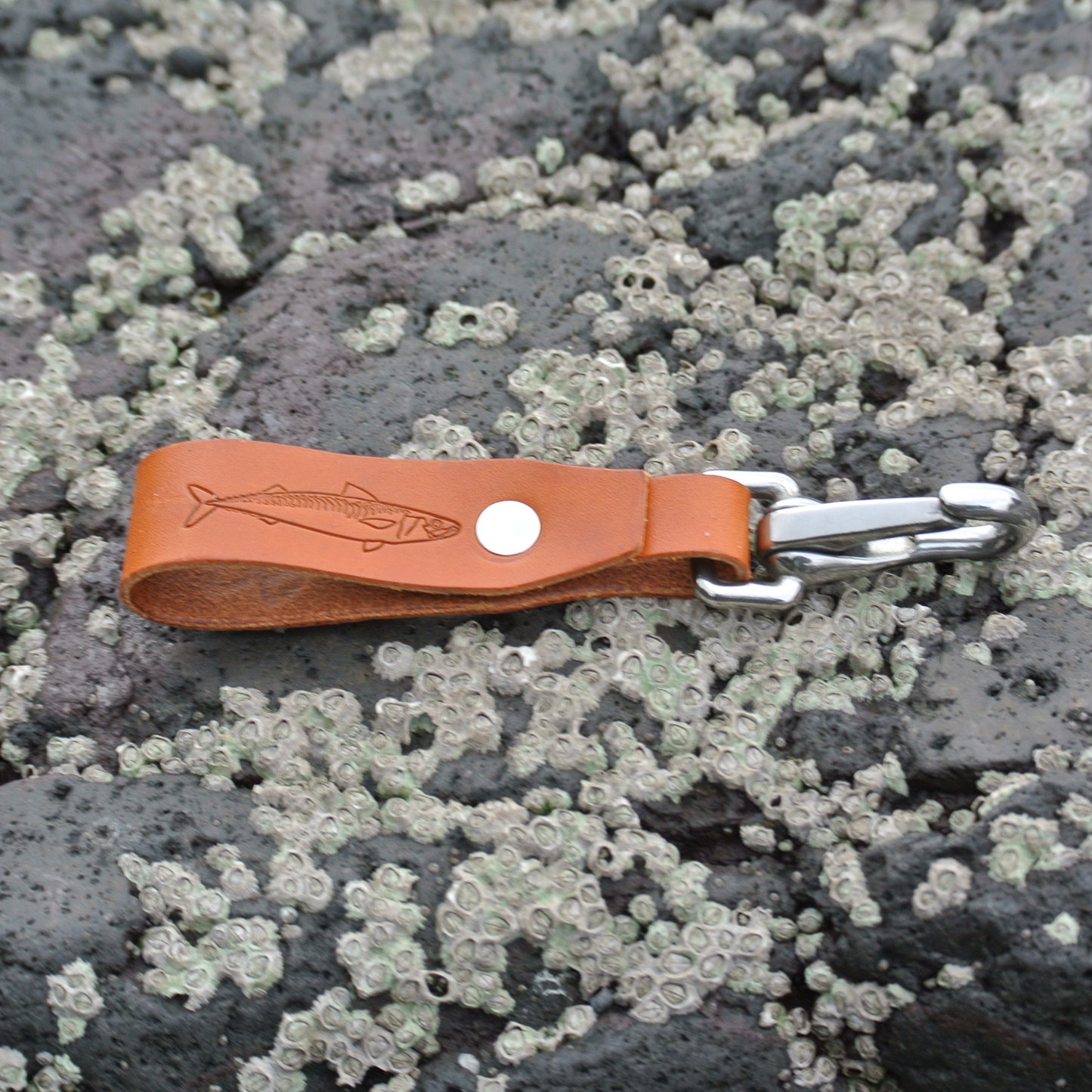 Leather Lanyard - Tan Mackerel Design