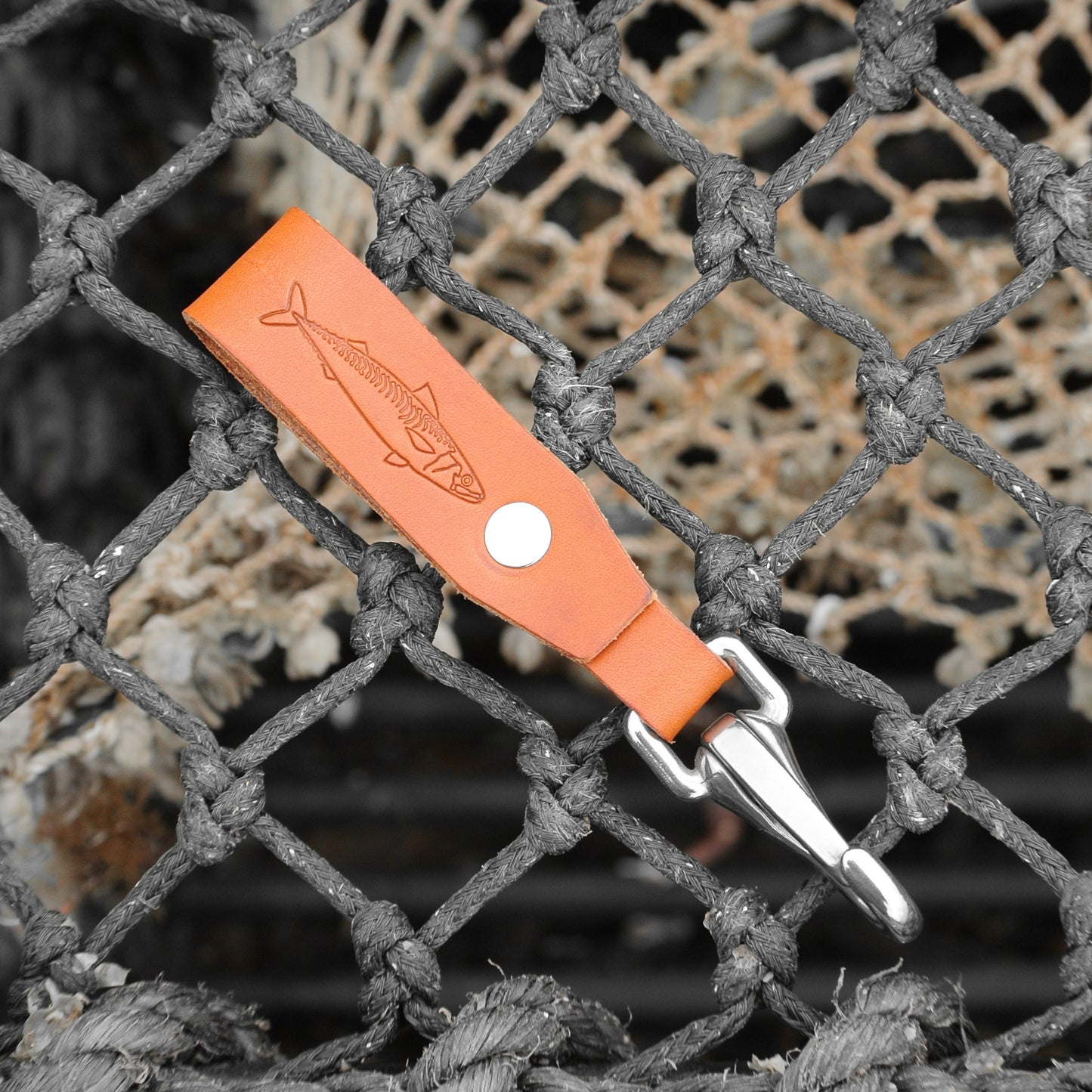 Leather Lanyard - Tan Mackerel Design