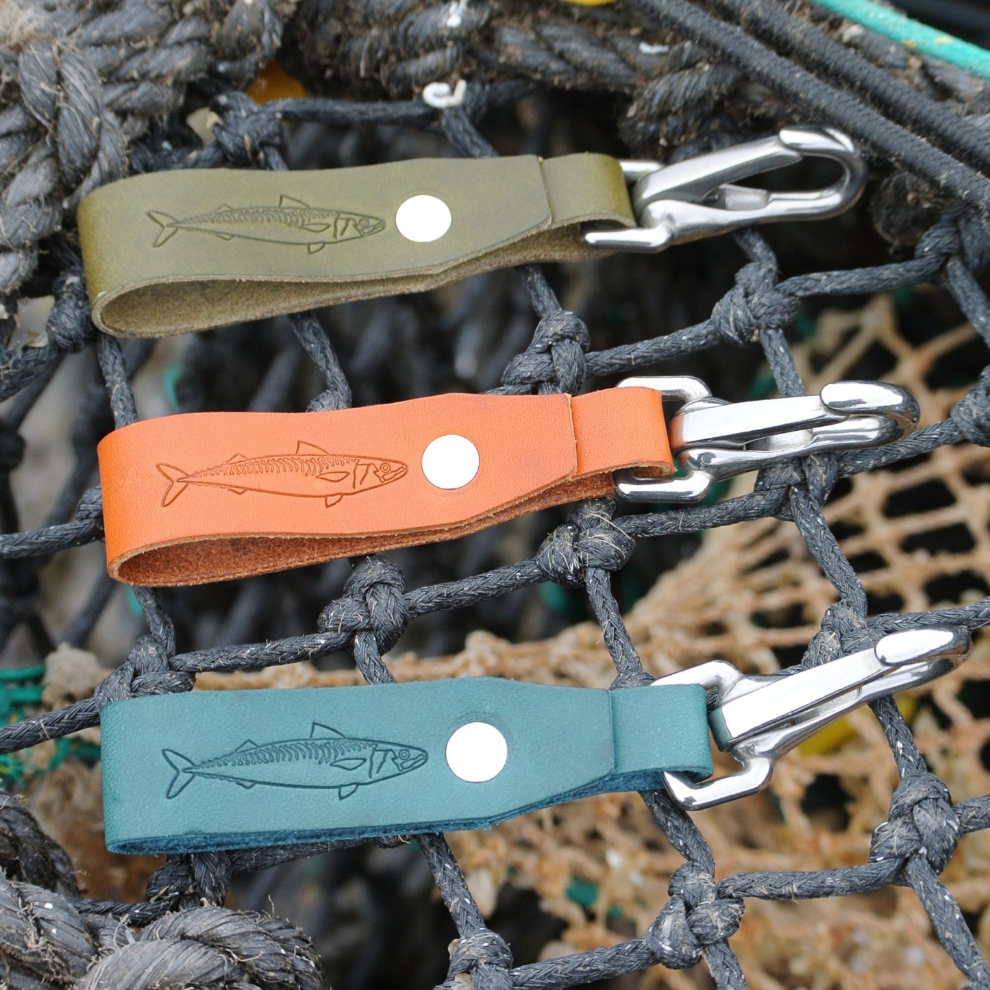 Leather Lanyard - Tan Mackerel Design