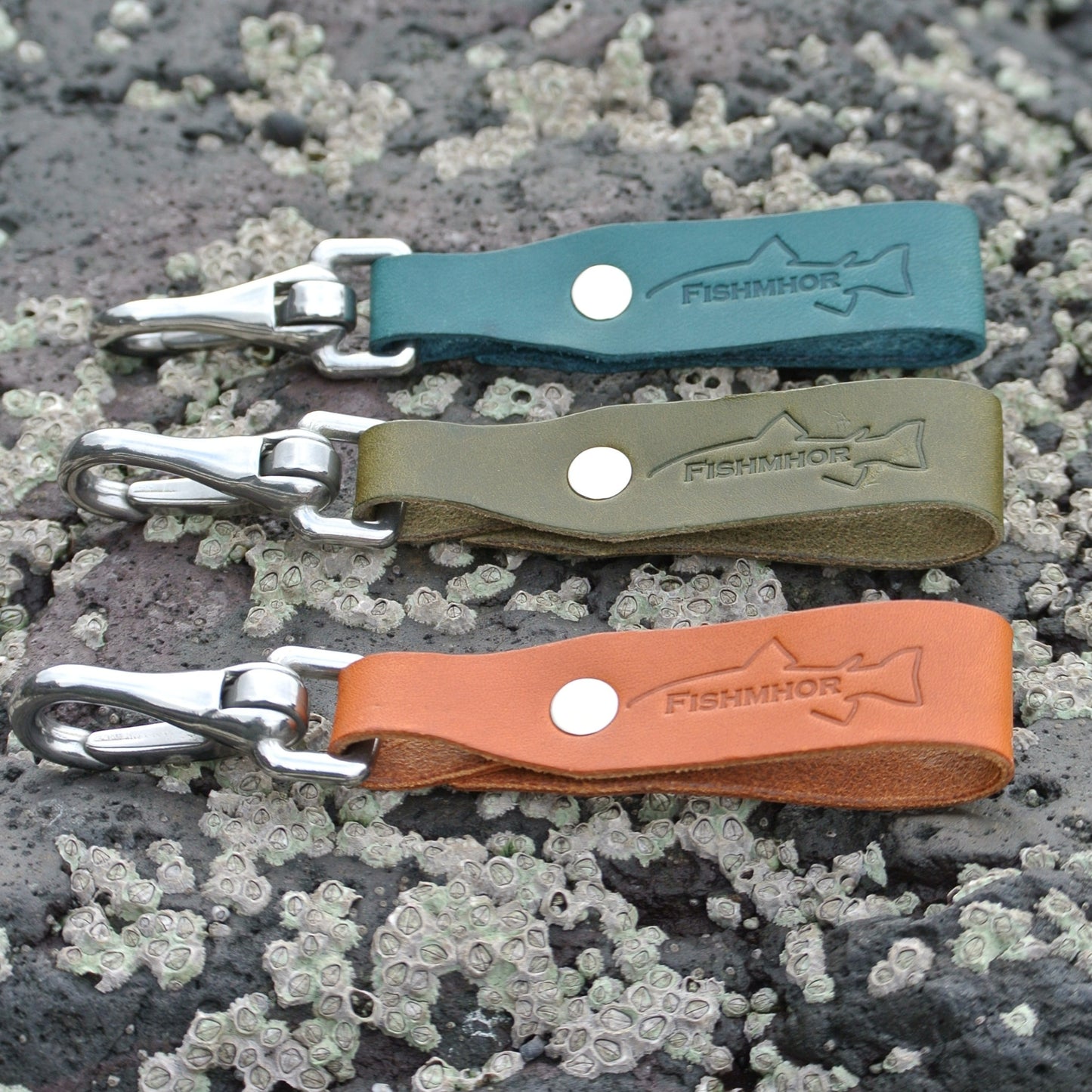 Leather Lanyard - Tan Mackerel Design