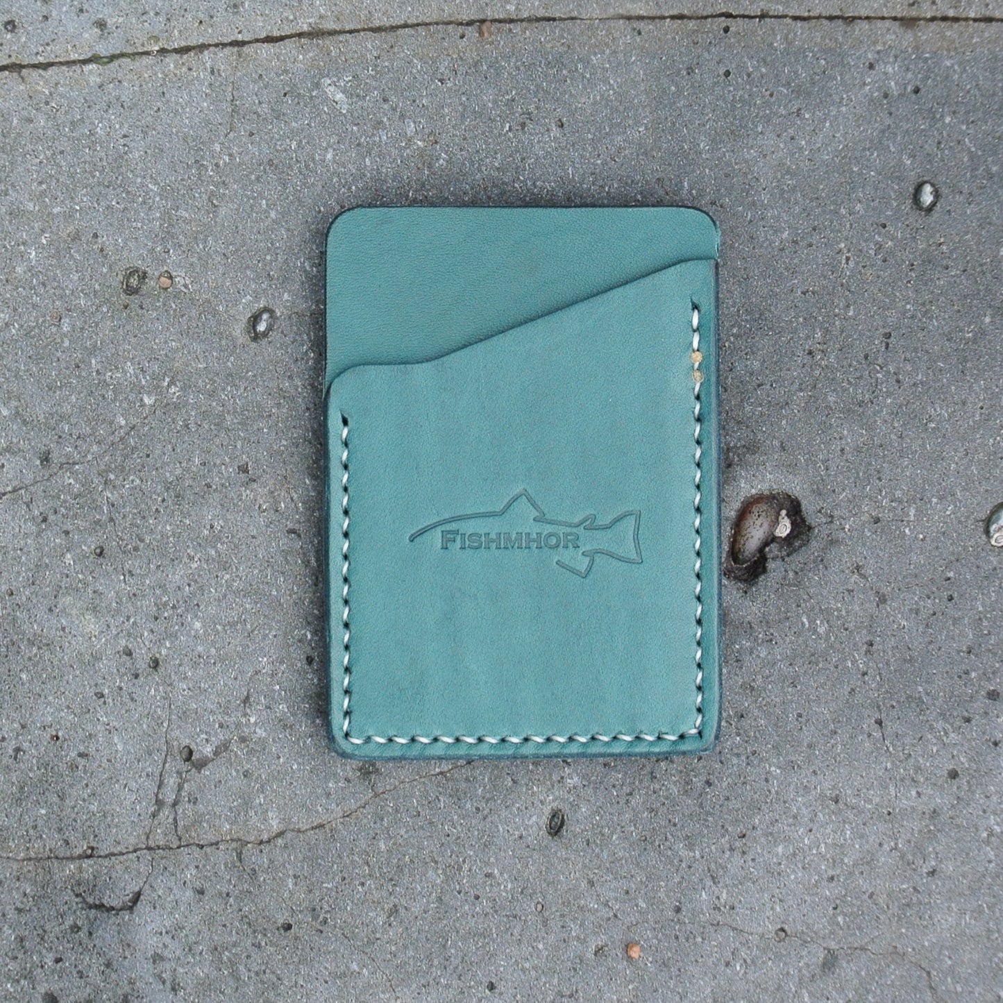 Leather Card Wallet - Blue Mackerel Design