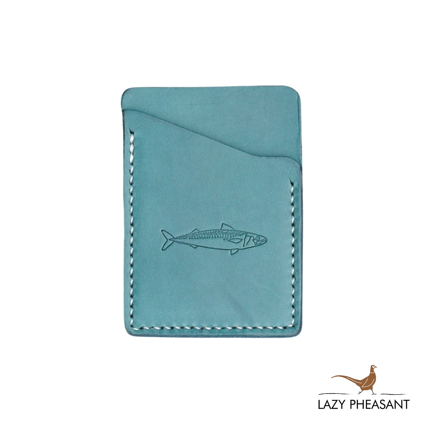 Leather Card Wallet - Blue Mackerel Design