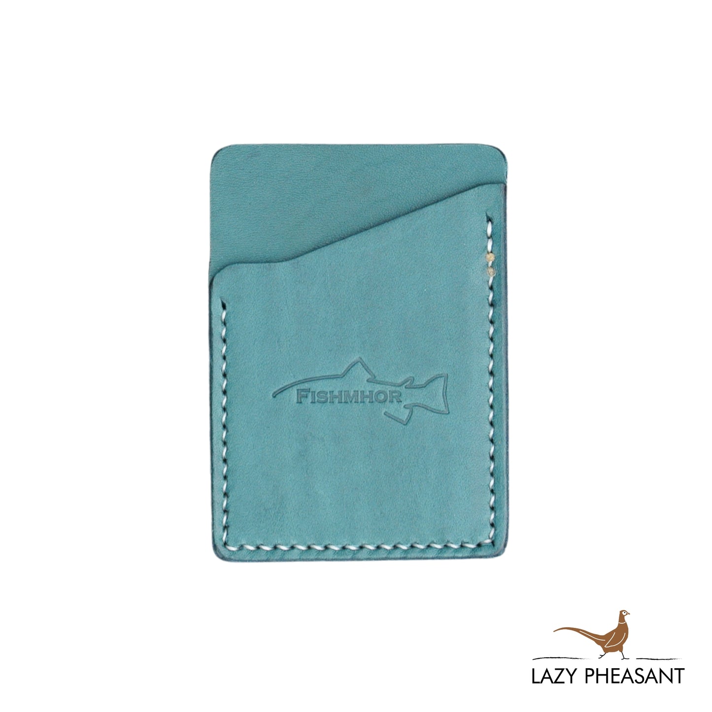 Leather Card Wallet - Blue Mackerel Design