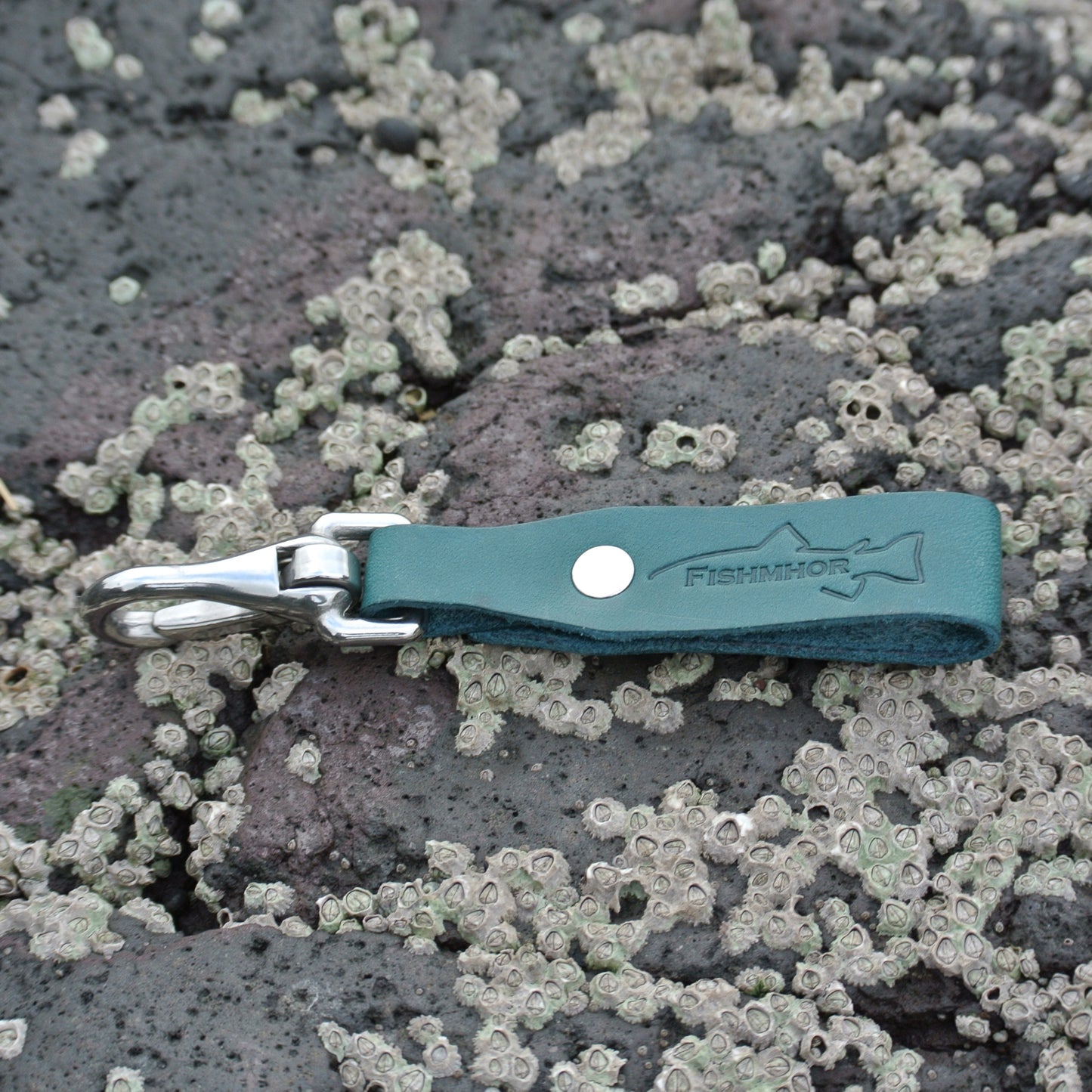 Leather Lanyard - Blue Mackerel Design