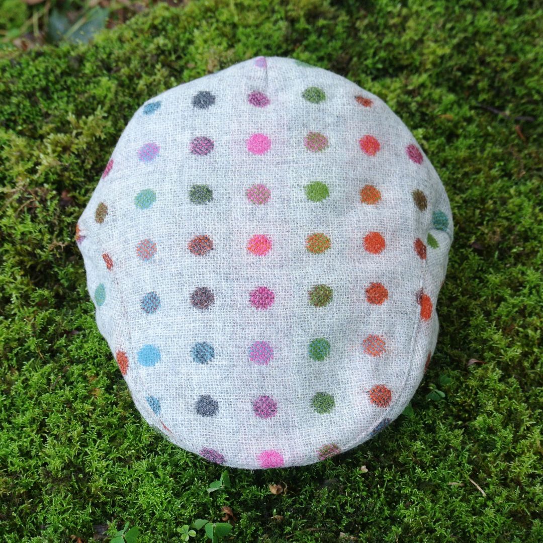 Kids Tweed Flat Cap - Grey Multi-Spot