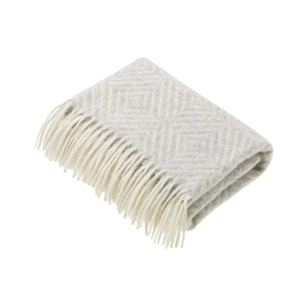Baby Blanket Merino Wool - Diamond Pattern Grey