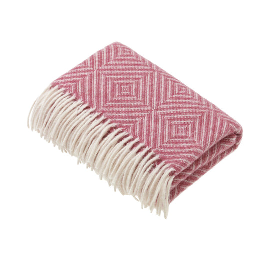 Baby Blanket Merino Wool - Diamond Pattern Pink