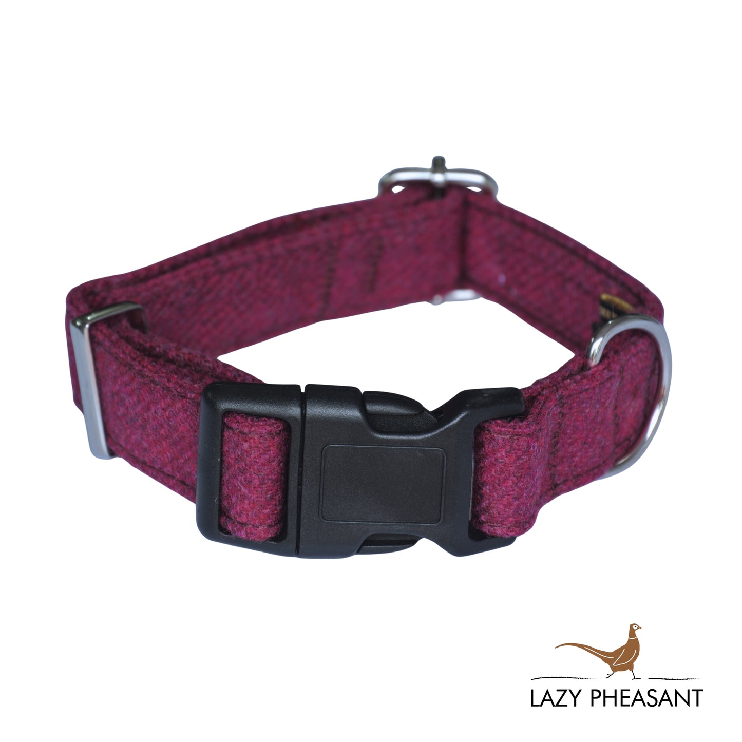 Tweed Dog Collar - Raspberry