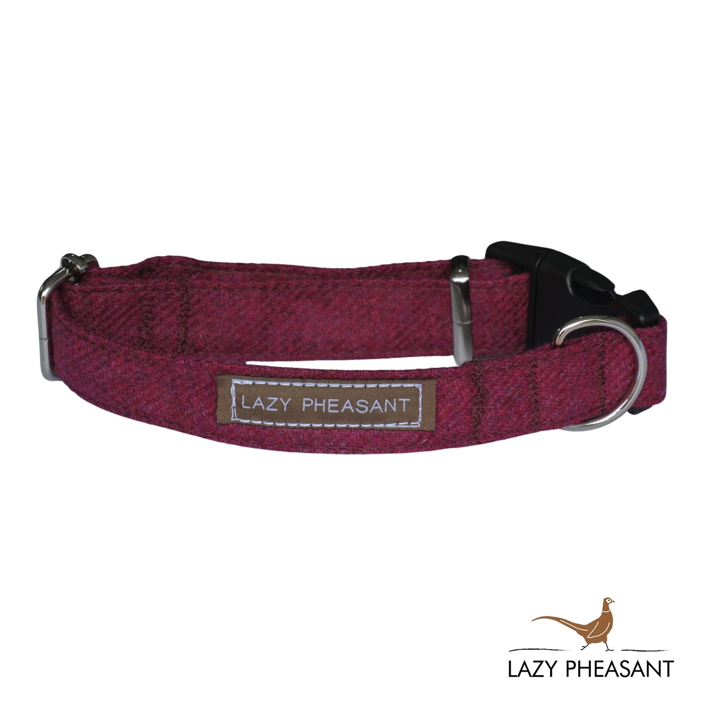 Tweed Dog Collar - Raspberry