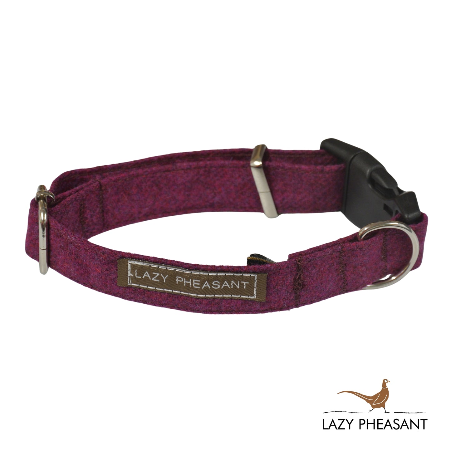 Tweed Dog Collar and Lead Gift Set - Raspberry