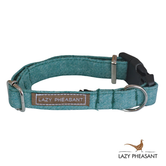 Tweed Dog Collar - Turquoise