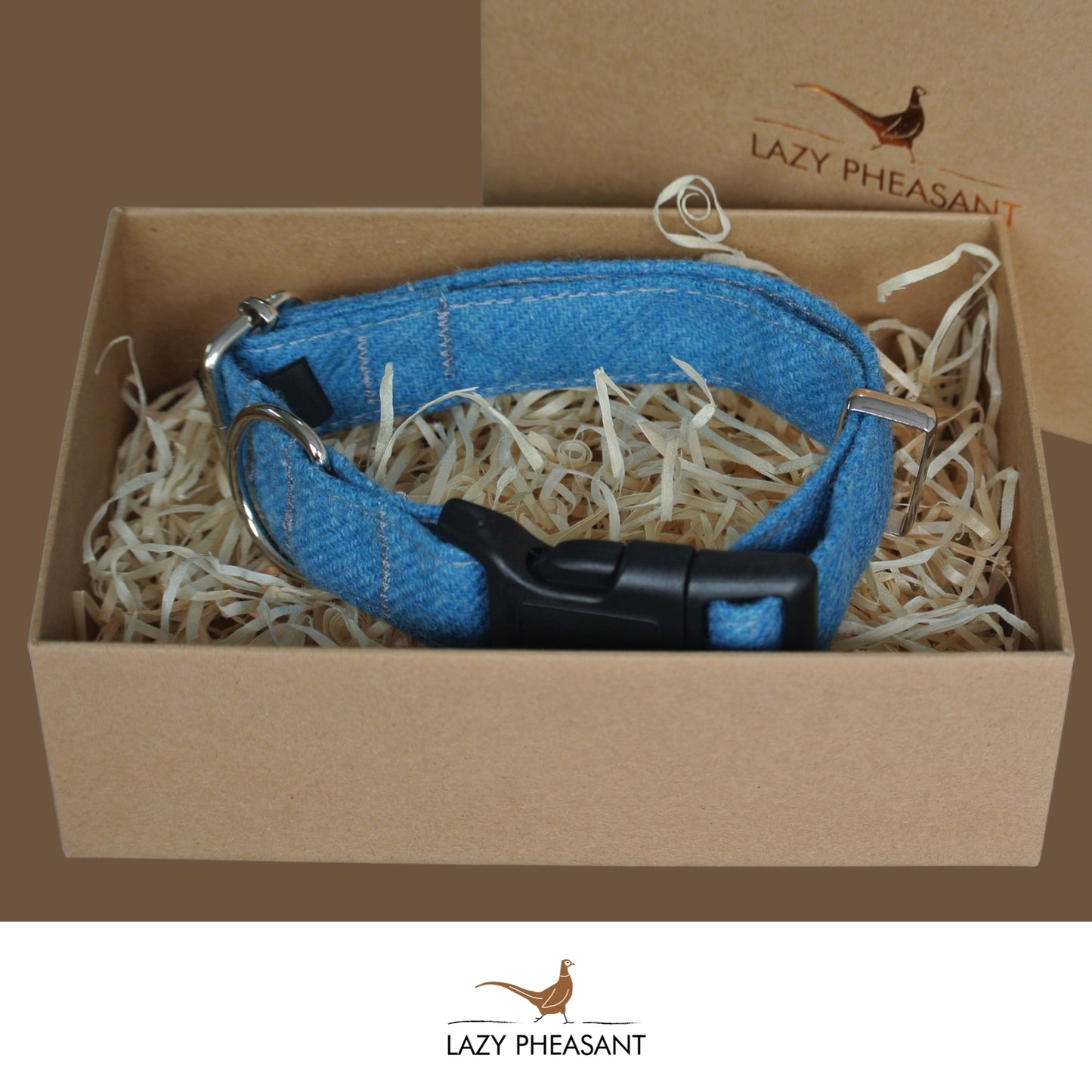 Tweed Dog Collar - Sky Blue