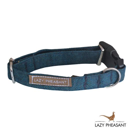Tweed Dog Collar - Teal