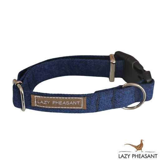 Tweed Dog Collar - Midnight Blue