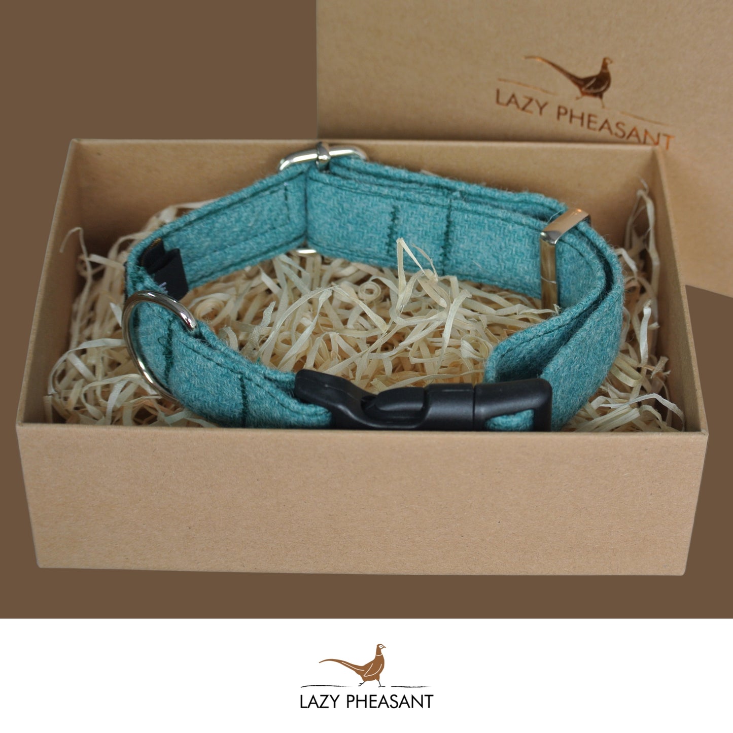 Tweed Dog Collar - Turquoise