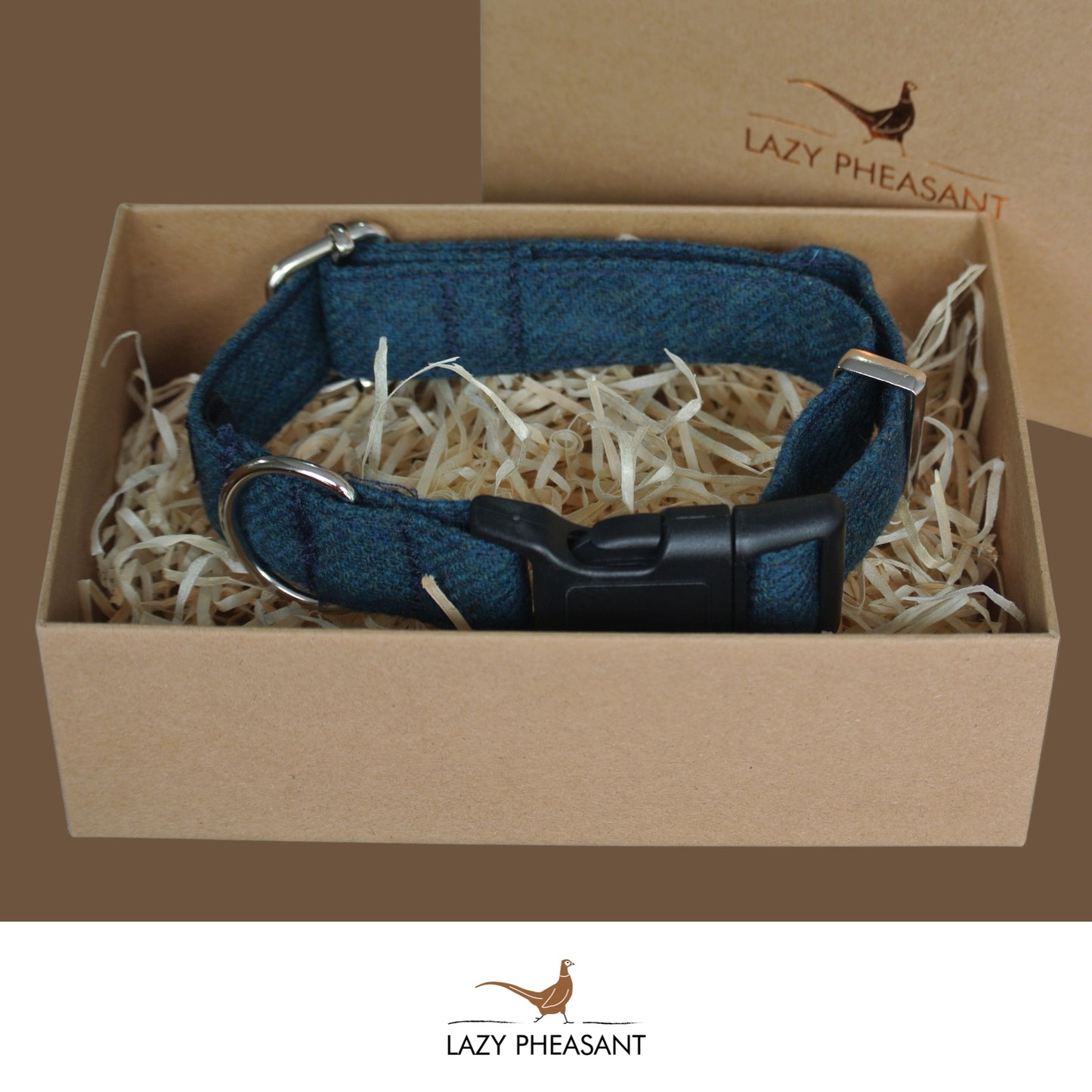 Tweed Dog Collar - Teal