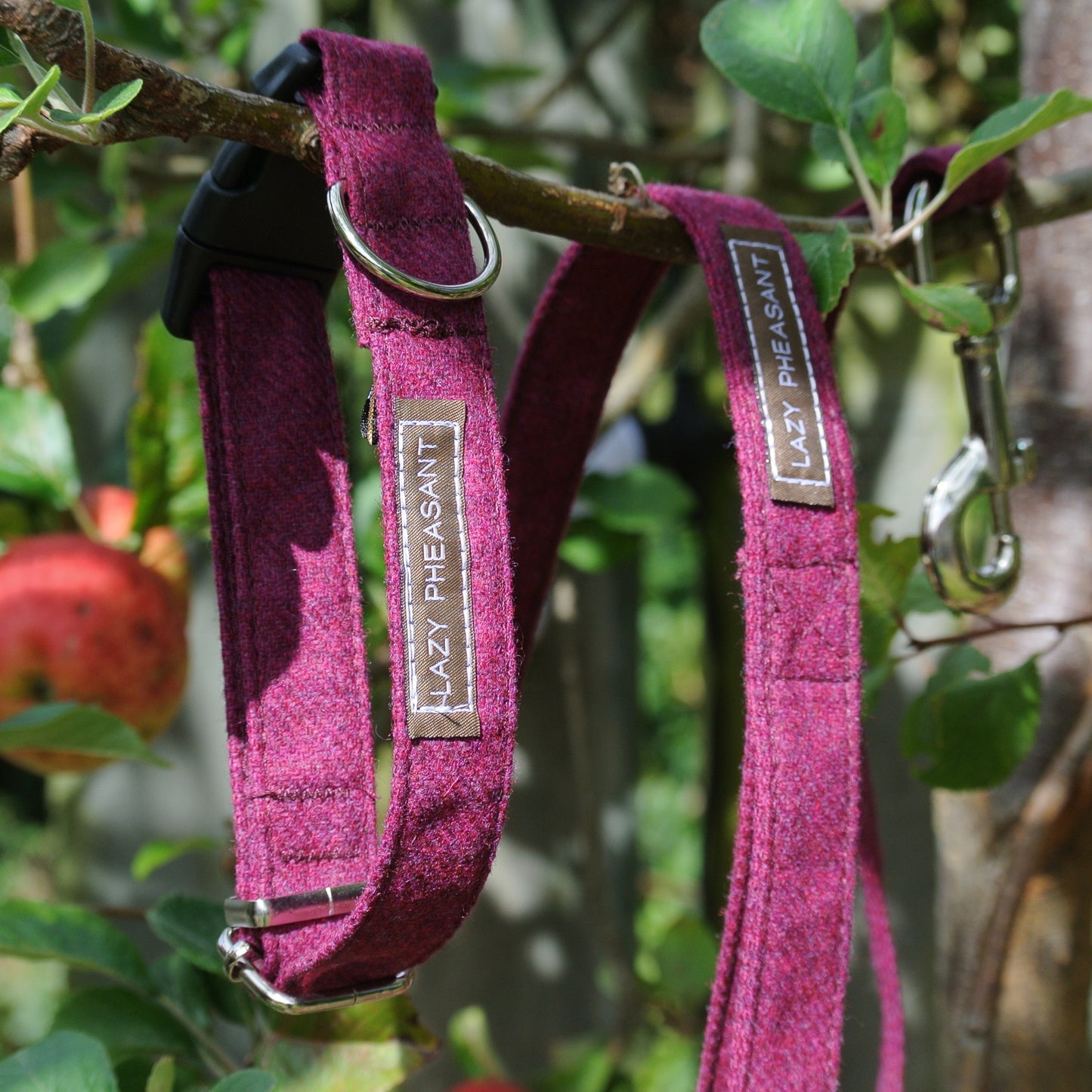 Tweed Dog Collar - Raspberry