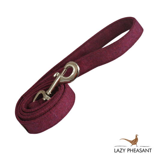 Tweed Dog Lead - Raspberry