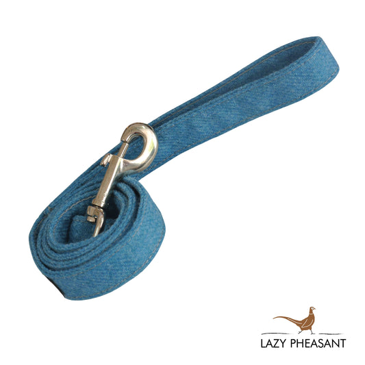 Tweed Dog Lead - Sky Blue