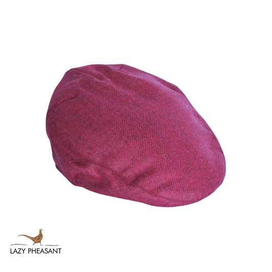 Tweed Flat Cap - Raspberry
