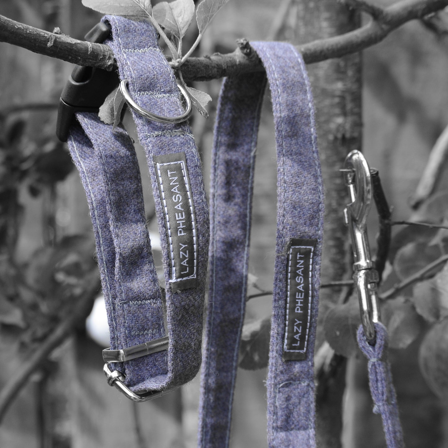 Tweed Dog Collar - Lilac