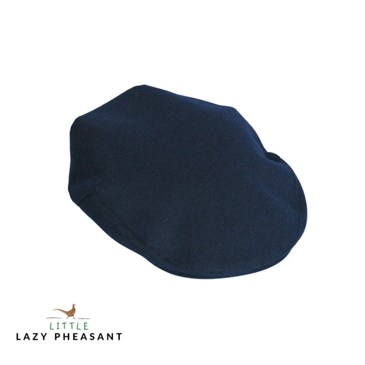 Kids Tweed Flat Cap - Navy Blue