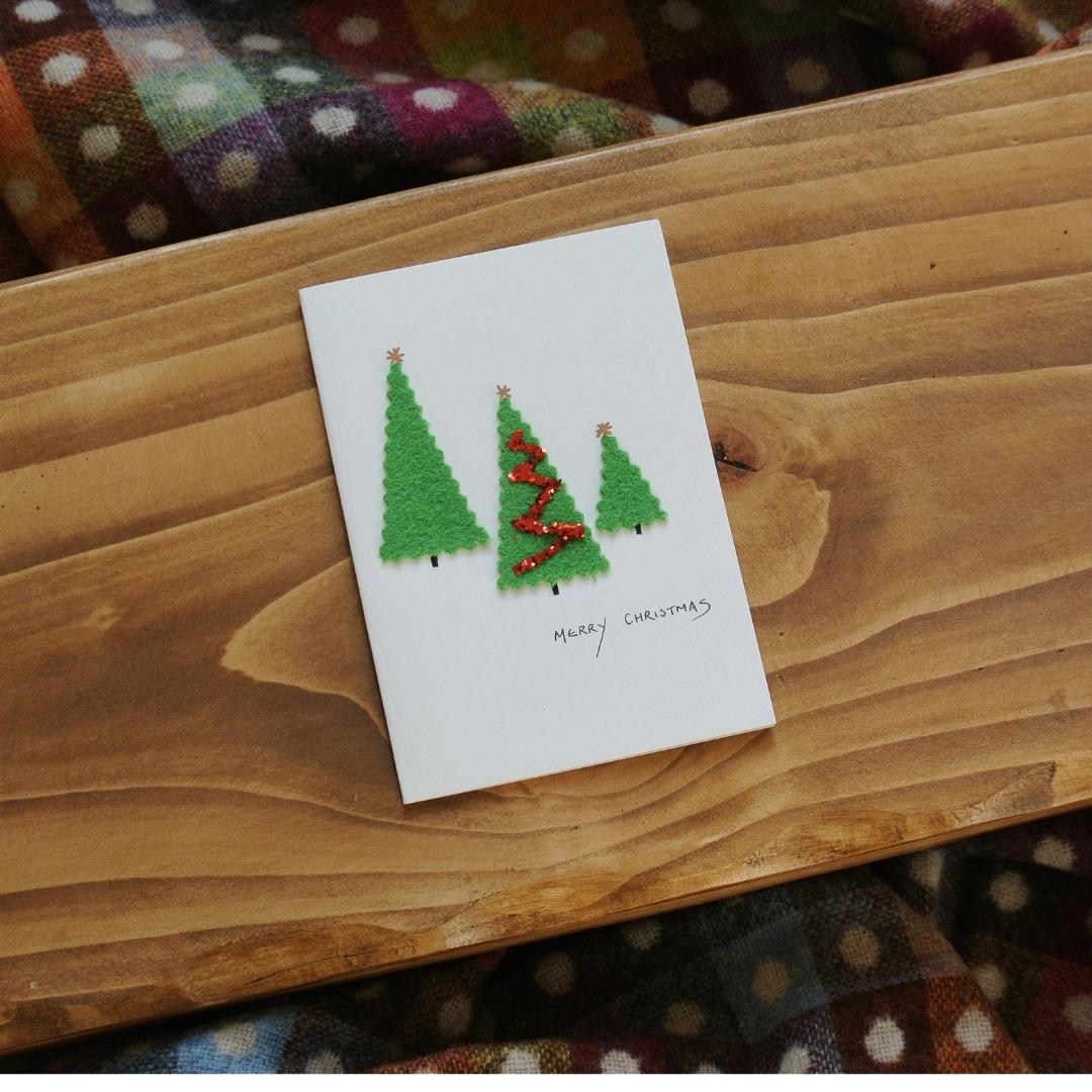 Handmade Christmas Cards - Green Trees